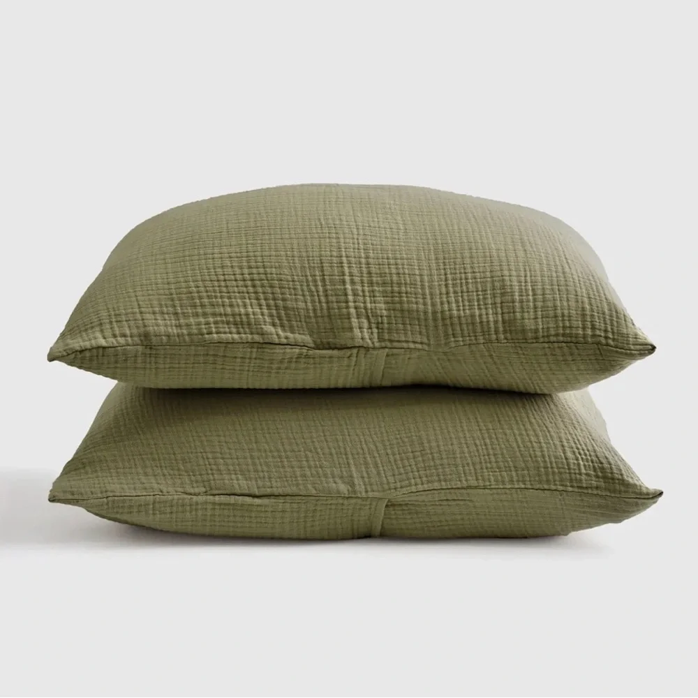 NWOT Quince Organic Airy Gauze King Sham Set of 2 in Olive